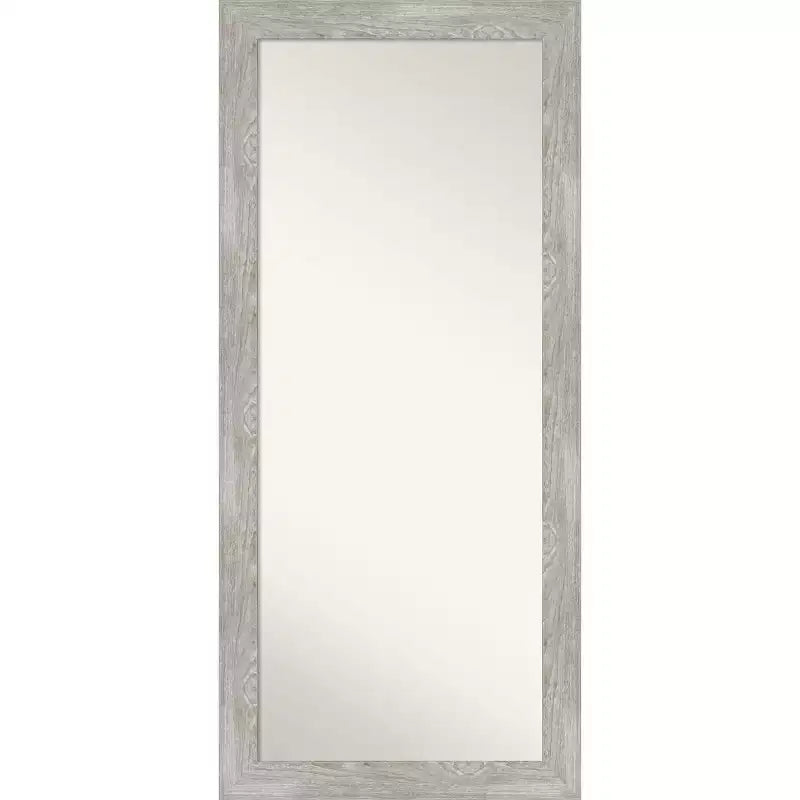 30" x 66" Dove Graywash Framed Full Length Floor/Leaner Mirror - Amanti Art: Rustic Wood Frame, Wall Mountable