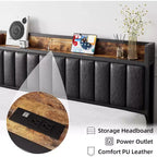 Struttura letto imbottita con testiera contenitore e porte USB