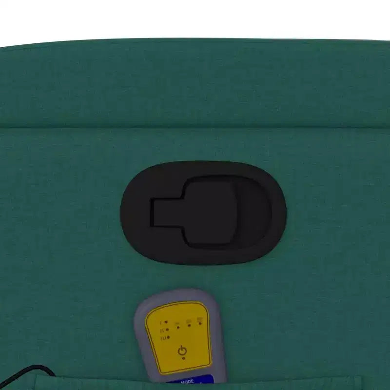 Poltrona massaggiante reclinabile in tessuto verde scuro con vibrazione USB e portabicchieri
