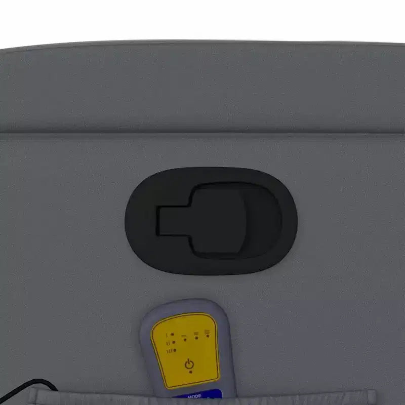 Poltrona reclinabile massaggiante in similpelle grigia con portabicchieri e vibrazione USB