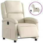 vidaXL Electric Recliner Chair - Cream Faux Leather Reclining Armchair with Motorized Adjustments for Elderly, Living Room Comfort