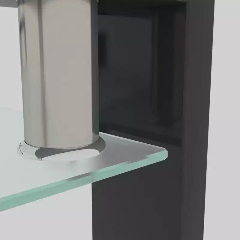 Tavolino da Caffè Rettangolare in Vetro con 2 Livelli di Archiviazione