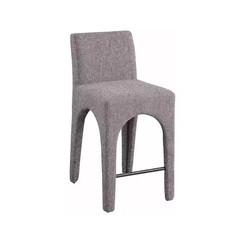Meridian Furniture,Gramercy Brown Linen Textured Fabric Stool