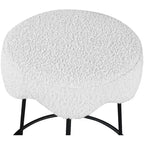 Sgabello da bancone Fleur in tessuto bouclé crema