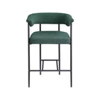 Sgabello da bancone in tessuto bouclé verde, set da 2