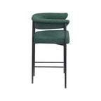 Sgabello da bancone in tessuto bouclé verde, set da 2
