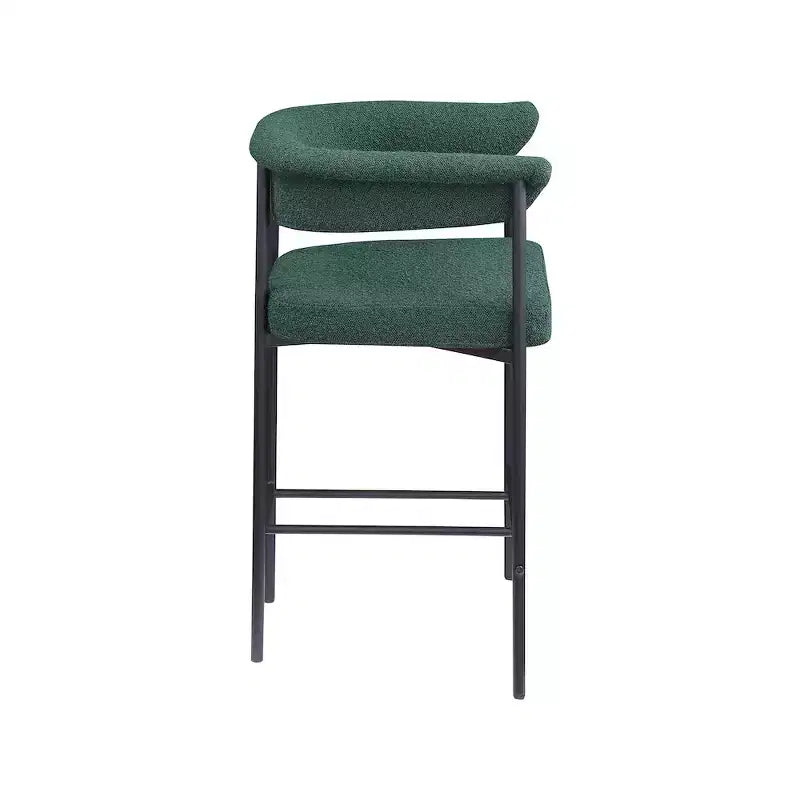 Sgabello da bancone in tessuto bouclé verde, set da 2