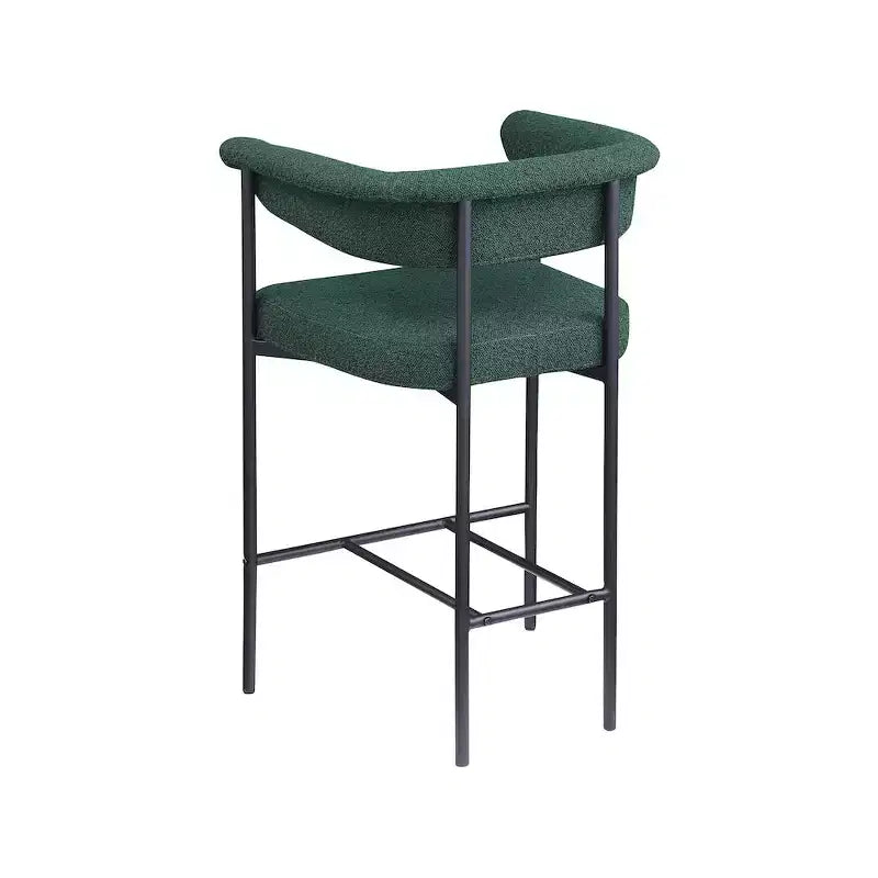 Sgabello da bancone in tessuto bouclé verde, set da 2