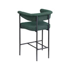 Sgabello da bancone in tessuto bouclé verde, set da 2