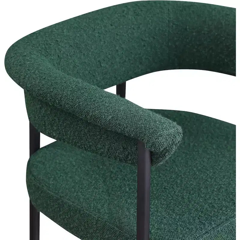 Sgabello da bancone in tessuto bouclé verde, set da 2