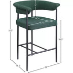 Sgabello da bancone in tessuto bouclé verde, set da 2