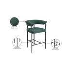 Sgabello da bancone in tessuto bouclé verde, set da 2