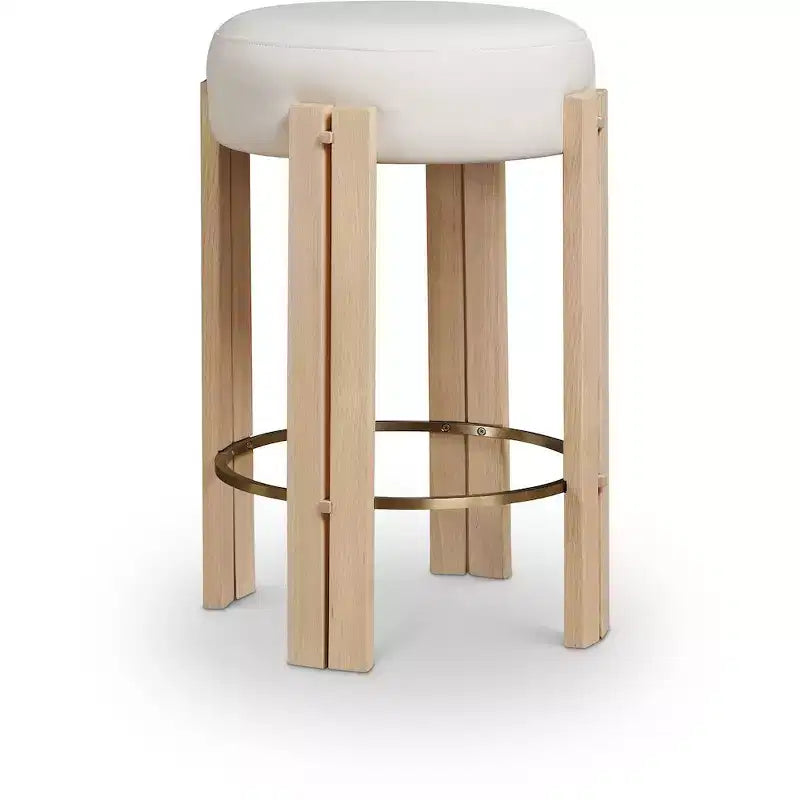 Meridian Furniture,Harrison Cream Vegan Leather Counter Stool