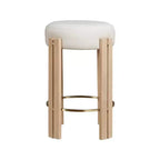 Sgabello da bancone in pelle vegana color crema