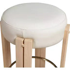 Sgabello da bancone in pelle vegana color crema