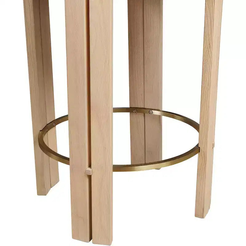 Sgabello da bancone in pelle vegana color crema