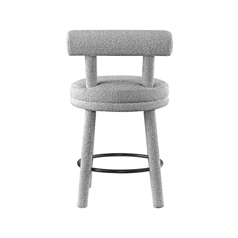 Sgabello da bancone in tessuto bouclé grigio, set da 2