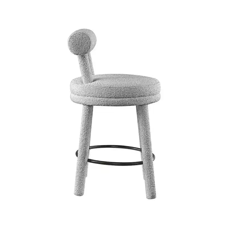 Sgabello da bancone in tessuto bouclé grigio, set da 2