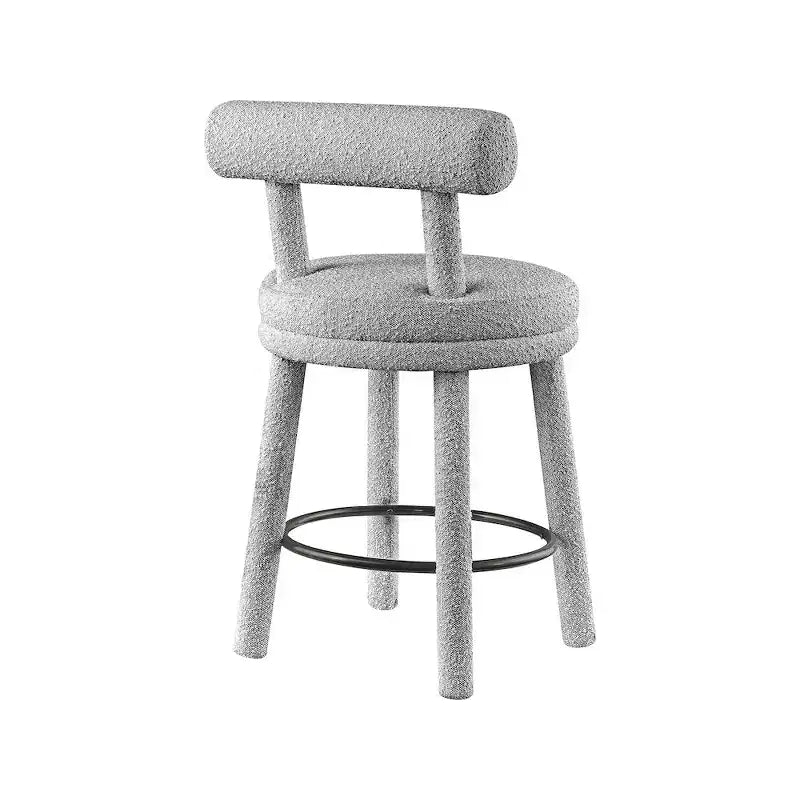 Sgabello da bancone in tessuto bouclé grigio, set da 2