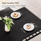 Set da pranzo quadrato per 4 – Tavolo in MDF, struttura in ferro, panca e 2 sgabelli con contenitore