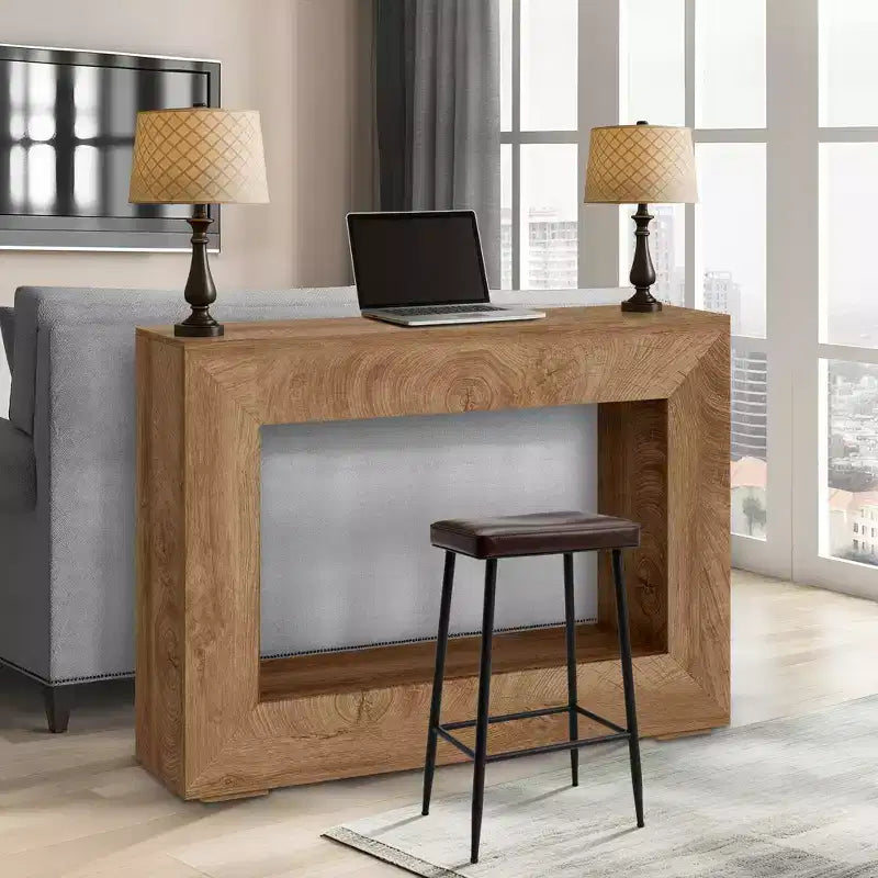 Consolle da Fattoria da 47 Pollici con Ripiano Contenitore - Tavolino in Legno da Divano, Tavolino d'Accento Vintage per Ingresso Soggiorno