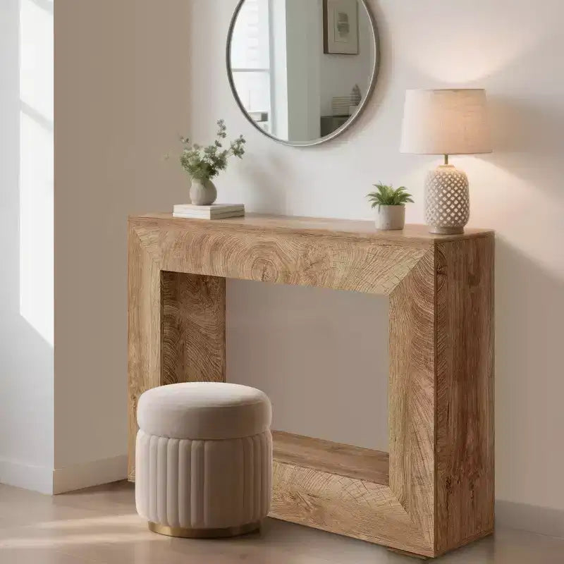 Consolle da Fattoria da 47 Pollici con Ripiano Contenitore - Tavolino in Legno da Divano, Tavolino d'Accento Vintage per Ingresso Soggiorno