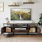 Mobile porta TV da 70" con cassetto e armadietti laterali, struttura in metallo, adatto per TV fino a 75"