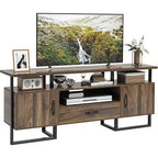 Mobile porta TV da 70" con cassetto e armadietti laterali, struttura in metallo, adatto per TV fino a 75"