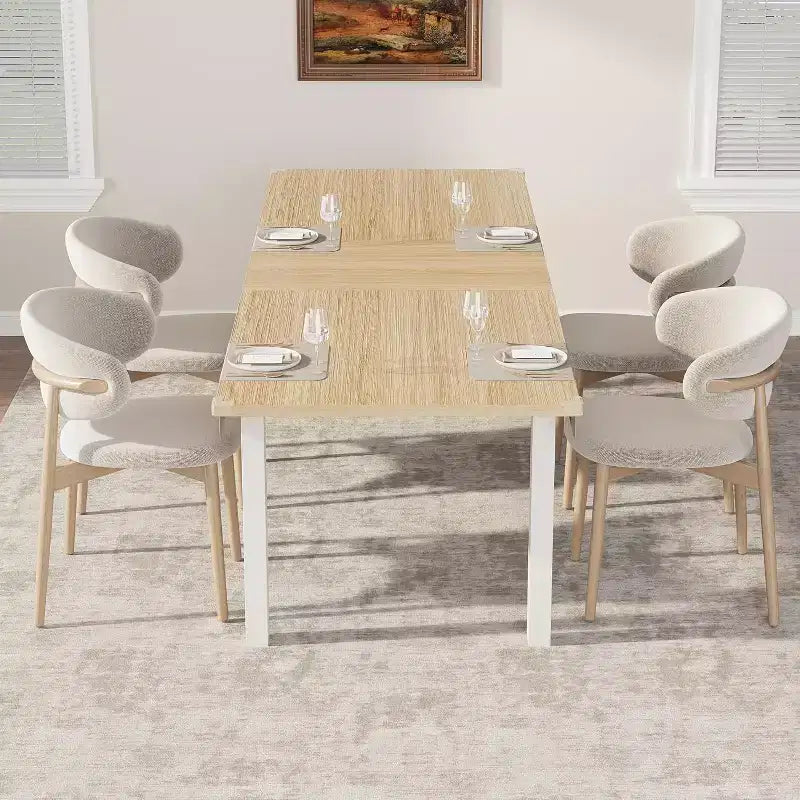 Tavolo da pranzo allungabile, 8 posti, bianco sporco (solo tavolo)