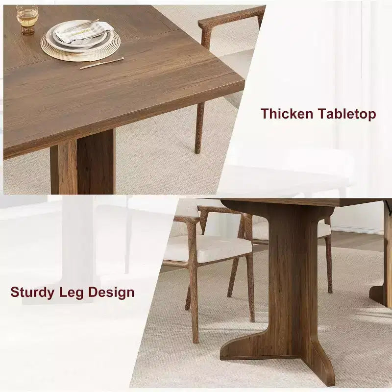Tavolo da pranzo rettangolare da 180 cm con gambe in legno, 6-8 posti a sedere