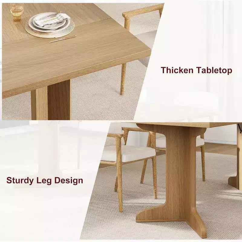 Tavolo da pranzo rettangolare da 180 cm con gambe in legno, 6-8 posti a sedere