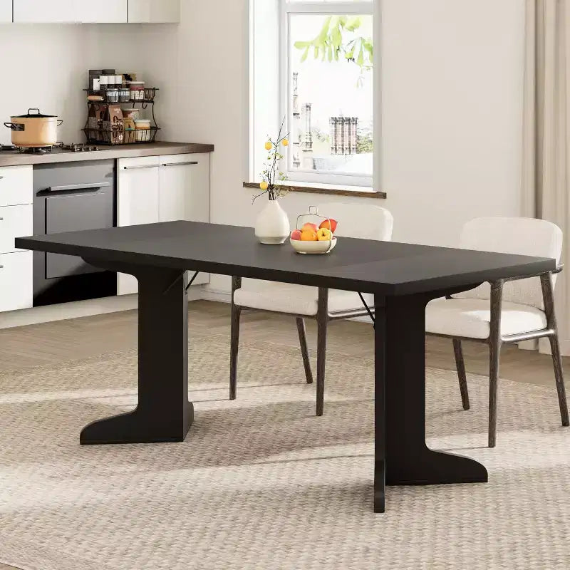 CuisinSmart 71 Dining Table for 6 to 8 People, Modern Dinner Table with Unique Wooden Legs, Rectangle Dining Table