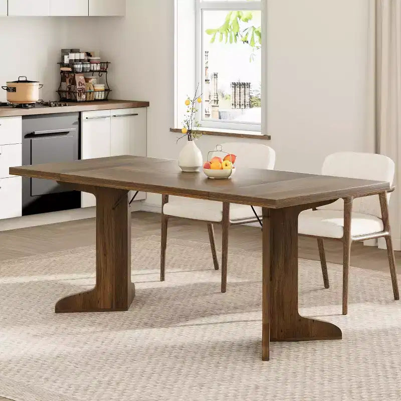 Tavolo da pranzo rettangolare da 180 cm con gambe in legno, 6-8 posti a sedere