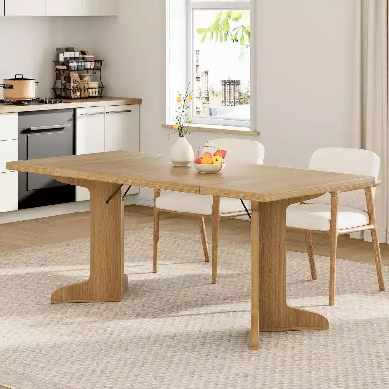 Tavolo da pranzo rettangolare da 180 cm con gambe in legno, 6-8 posti a sedere