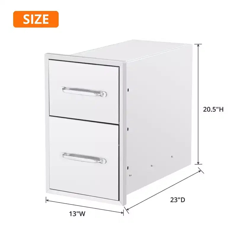 Cassetti per Cucina da Esterno in Acciaio Inossidabile con Porta Carta da Cucina, Cassetti a Triplo Accesso, Montaggio a Filo per Isola Barbecue