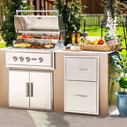 Cassetti per Cucina da Esterno in Acciaio Inossidabile con Porta Carta da Cucina, Cassetti a Triplo Accesso, Montaggio a Filo per Isola Barbecue