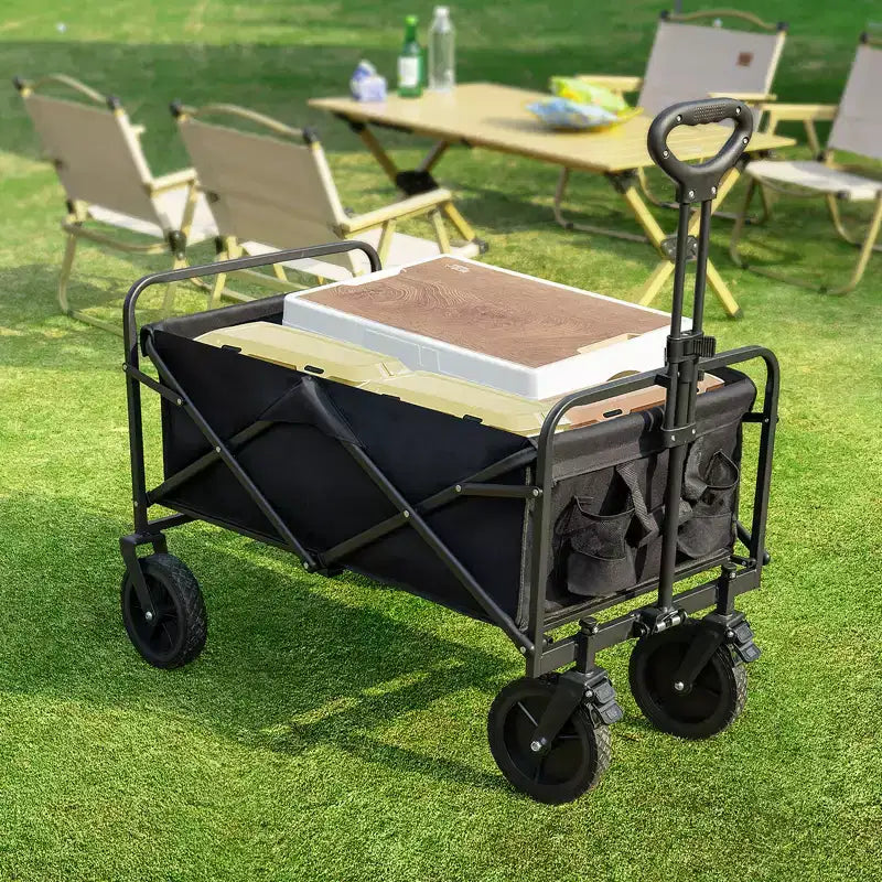 Carrello Pieghevole Retrattile con Ruote Fuoristrada, Carrello Utilitario Robusto per Campeggio e Shopping