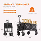 Carrello Pieghevole Retrattile con Ruote Fuoristrada, Carrello Utilitario Robusto per Campeggio e Shopping