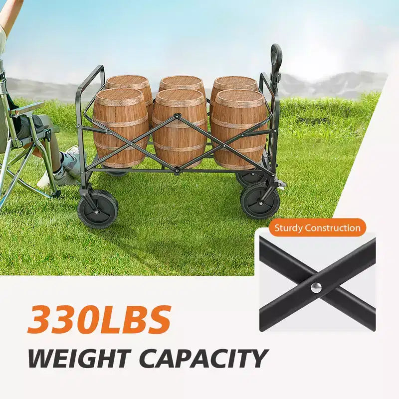 Carrello Pieghevole Retrattile con Ruote Fuoristrada, Carrello Utilitario Robusto per Campeggio e Shopping