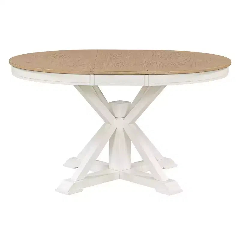 Tavolo da pranzo rotondo allungabile con prolunga da 30 cm, da 4 a 6 posti