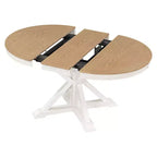 Tavolo da pranzo rotondo allungabile con prolunga da 30 cm, da 4 a 6 posti