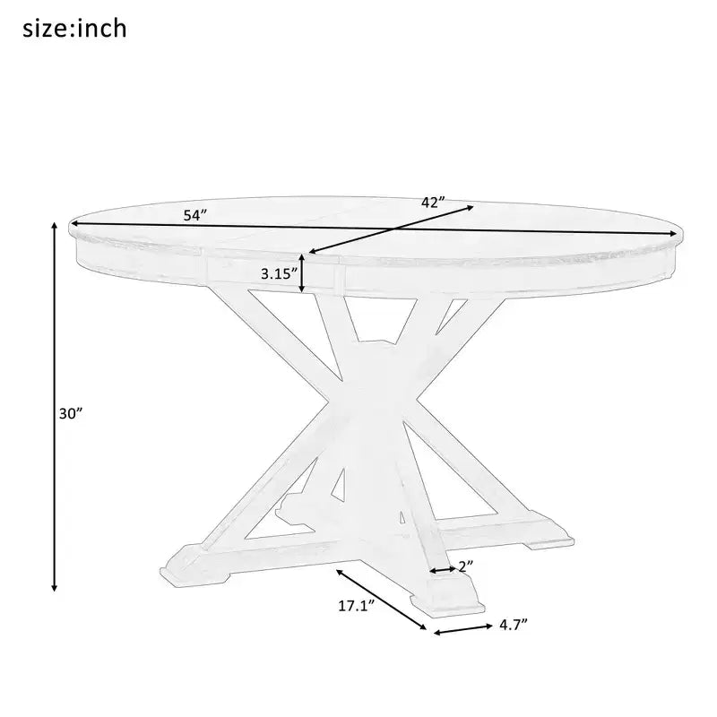 Tavolo da pranzo rotondo allungabile con prolunga da 30 cm, da 4 a 6 posti
