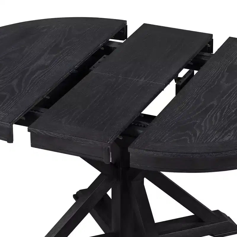 Tavolo da pranzo rotondo allungabile con prolunga da 30 cm, da 4 a 6 posti