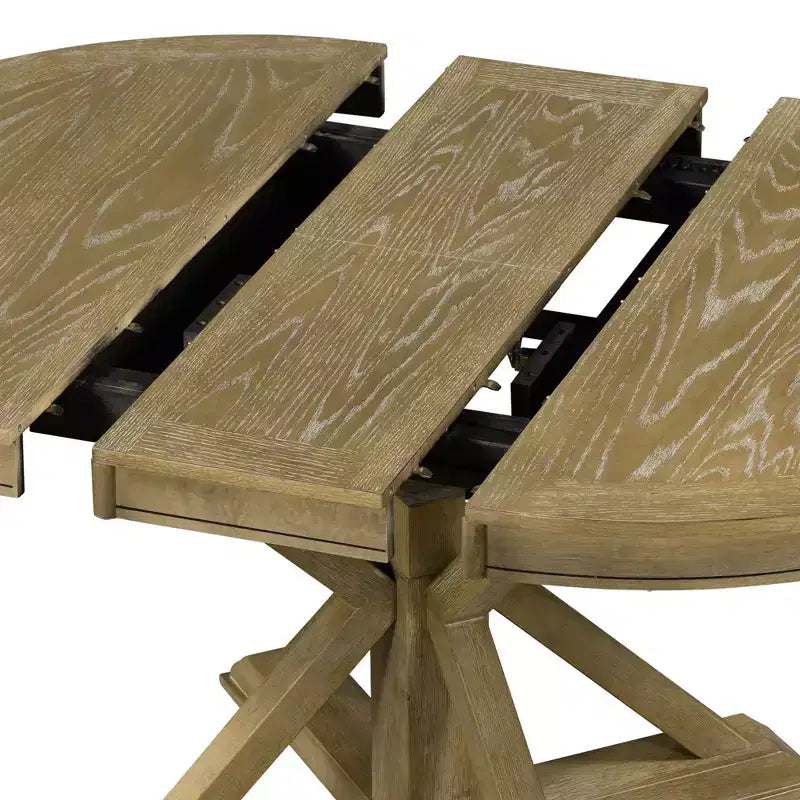 Tavolo da pranzo rotondo allungabile con prolunga da 30 cm, da 4 a 6 posti