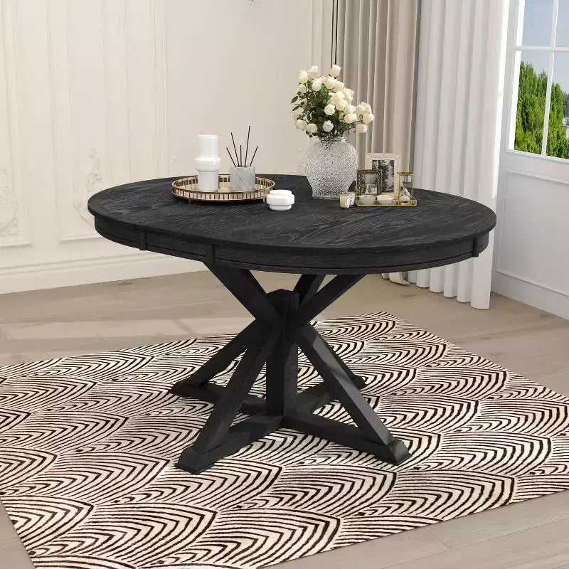 Tavolo da pranzo rotondo allungabile con prolunga da 30 cm, da 4 a 6 posti