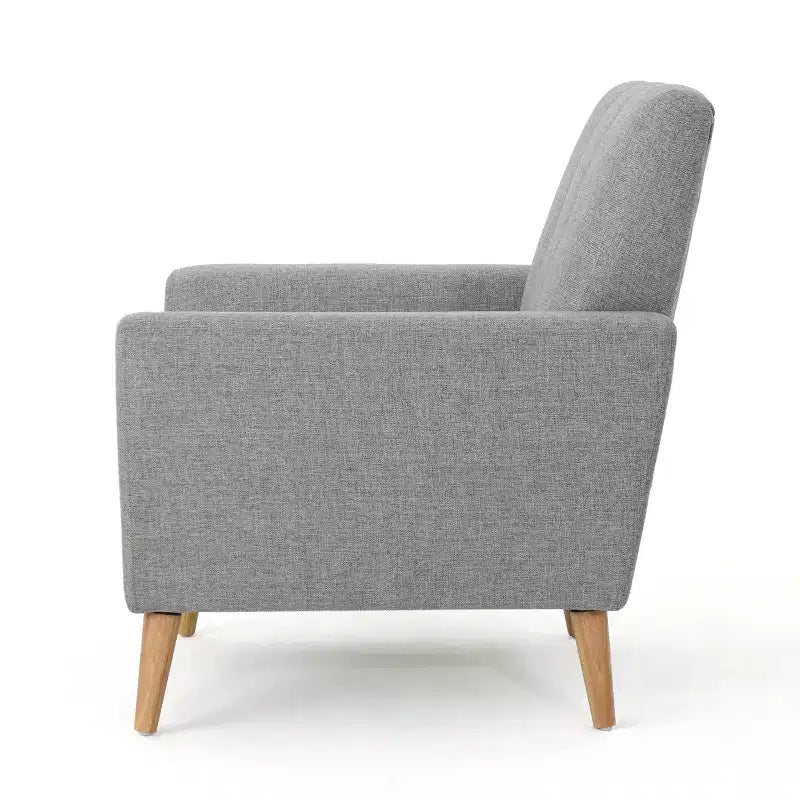 Poltrona Club con Bottoni Rivestiti in Tessuto e Cuciture a Canale Stile Mid-Century