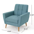 Poltrona Club con Bottoni Rivestiti in Tessuto e Cuciture a Canale Stile Mid-Century