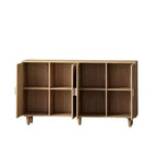 Credenza in Rattan Rustico con 4 Ante e Ripiani Regolabili