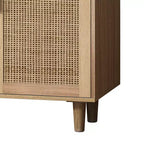 Credenza in Rattan Rustico con 4 Ante e Ripiani Regolabili