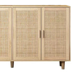 Credenza in Rattan Rustico con 4 Ante e Ripiani Regolabili